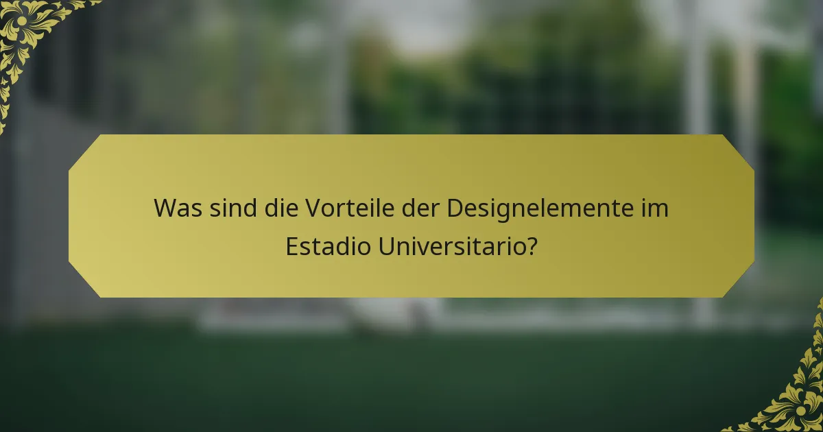 Was sind die Vorteile der Designelemente im Estadio Universitario?