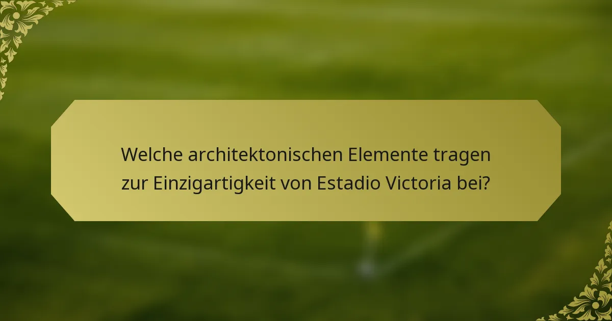 Welche architektonischen Elemente tragen zur Einzigartigkeit von Estadio Victoria bei?