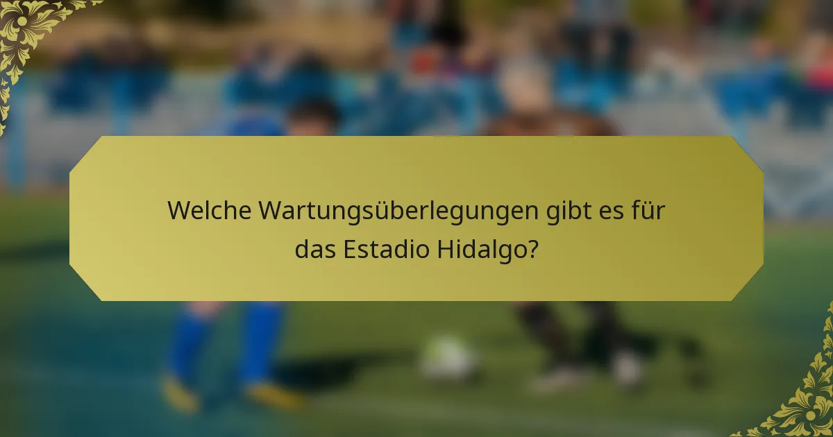 Welche Wartungsüberlegungen gibt es für das Estadio Hidalgo?